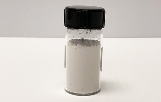 Glass bottle of Terbium doped Gadolinium Oxysulfide
